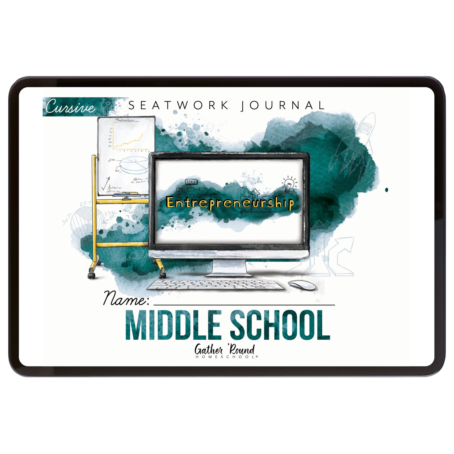 Entrepreneurship Homeschool Unit Study Digital Seatwork Journal Cursive Middle School