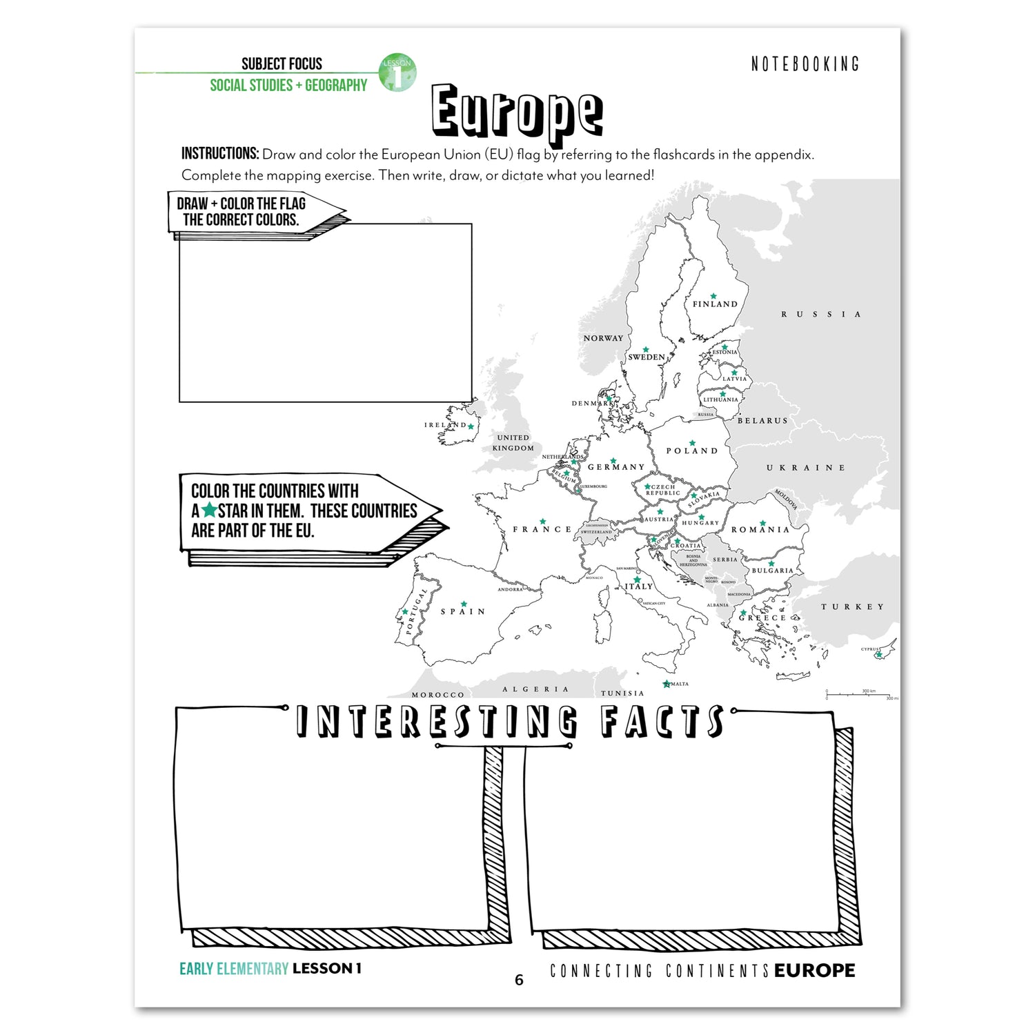 Europe homeschool unit study digital student workbook Teacher's Guide and Early Elementary bundle lesson one