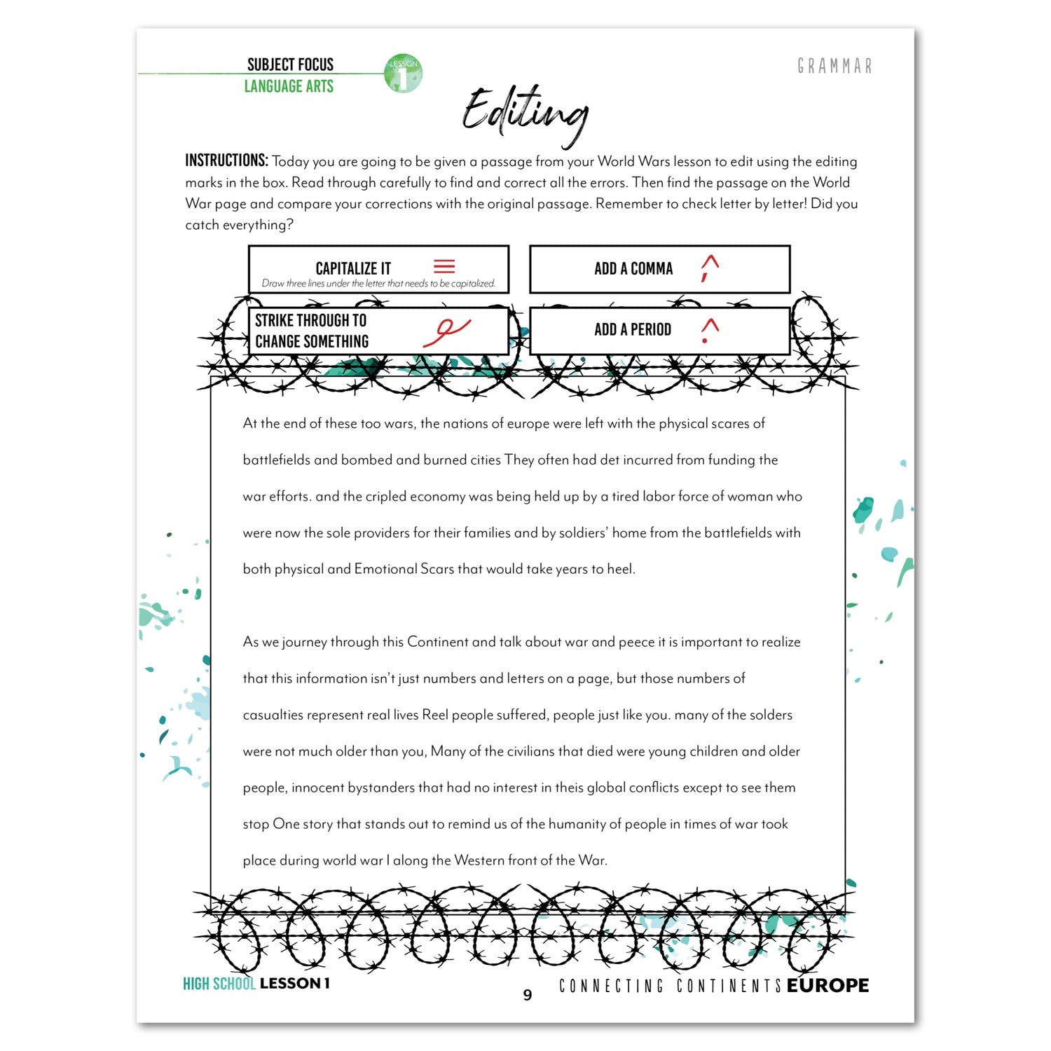 Europe homeschool unit study printed student book high school lesson one