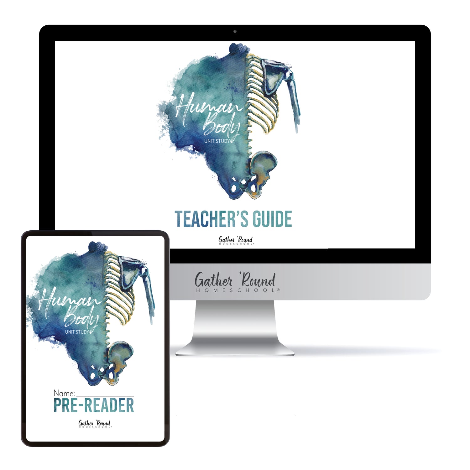 Human Body homeschool unit study digital student workbook pre-reader with teacher's guide bundle