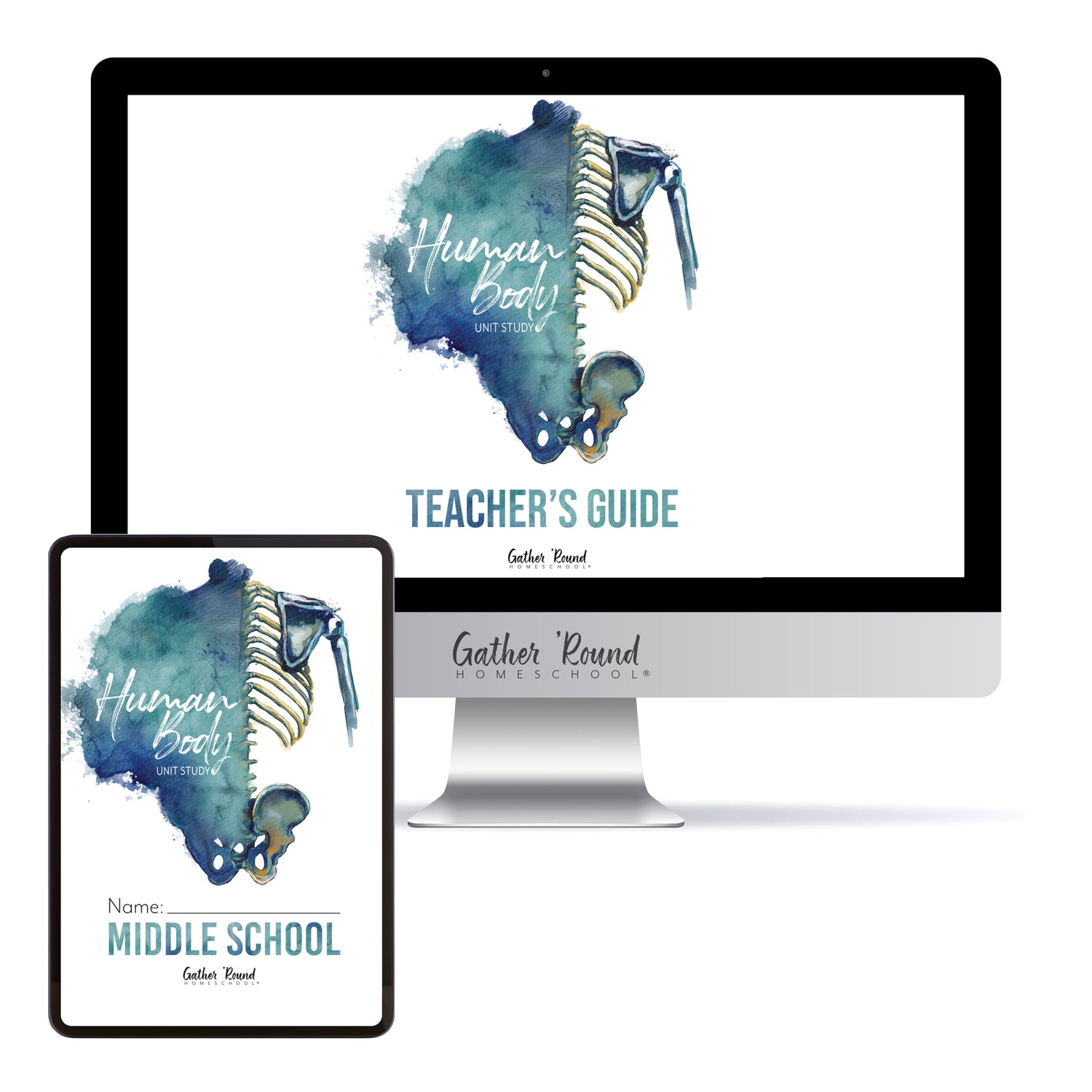 Human Body homeschool unit study digital student workbook middle school with teacher's guide bundle