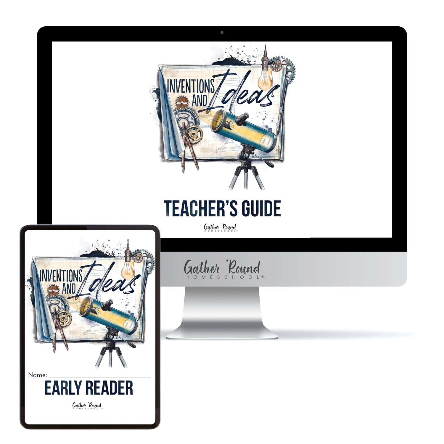 Inventions and Ideas homeschool unit study digital student workbook early reader with teacher's guide bundle