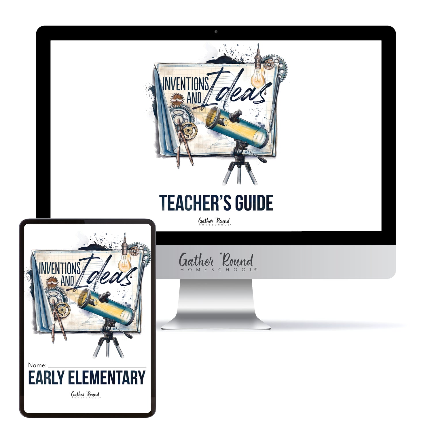 Inventions and Ideas homeschool unit study digital student workbook early elementary with teacher's guide bundle