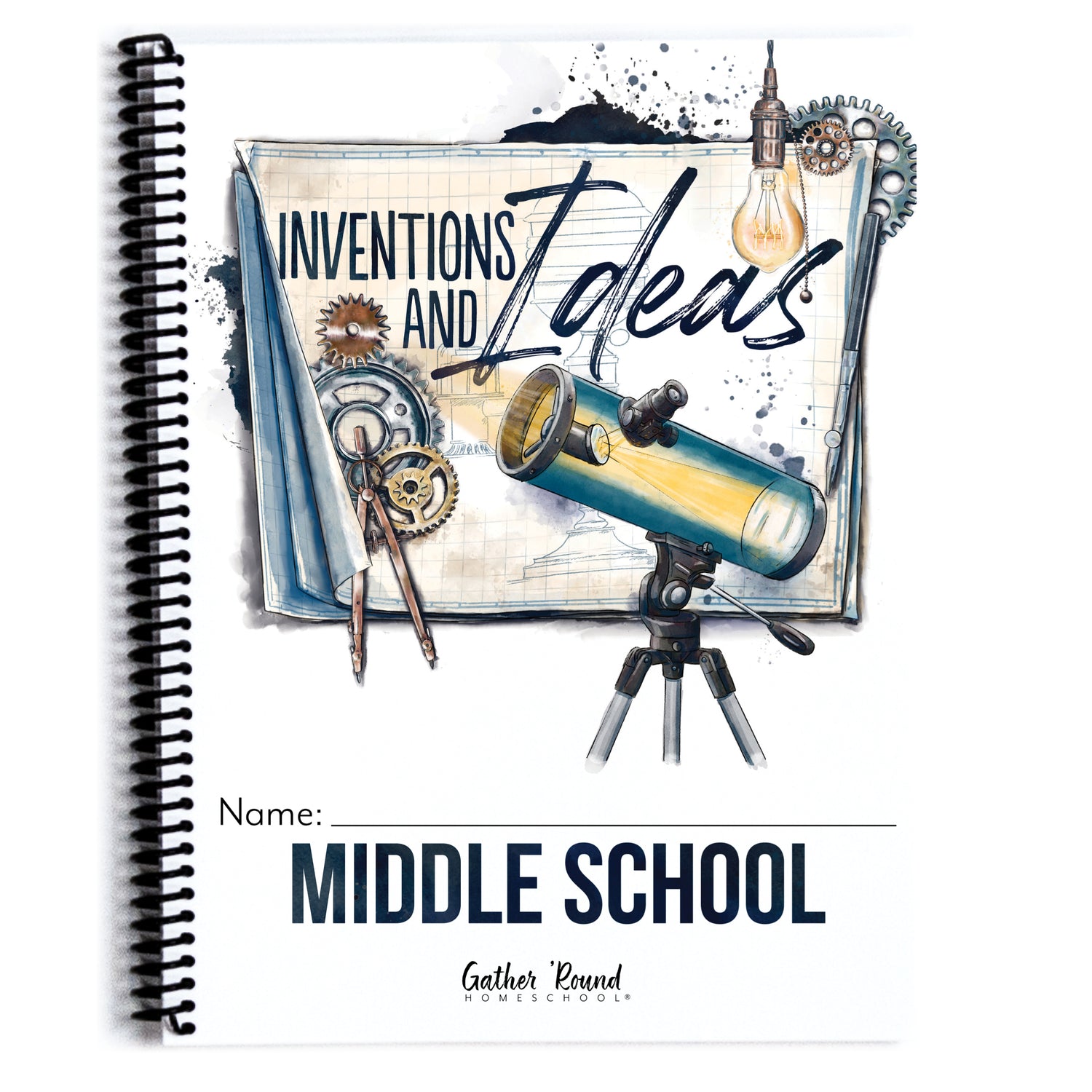 Inventions and Ideas homeschool unit study printed student workbook in middle school