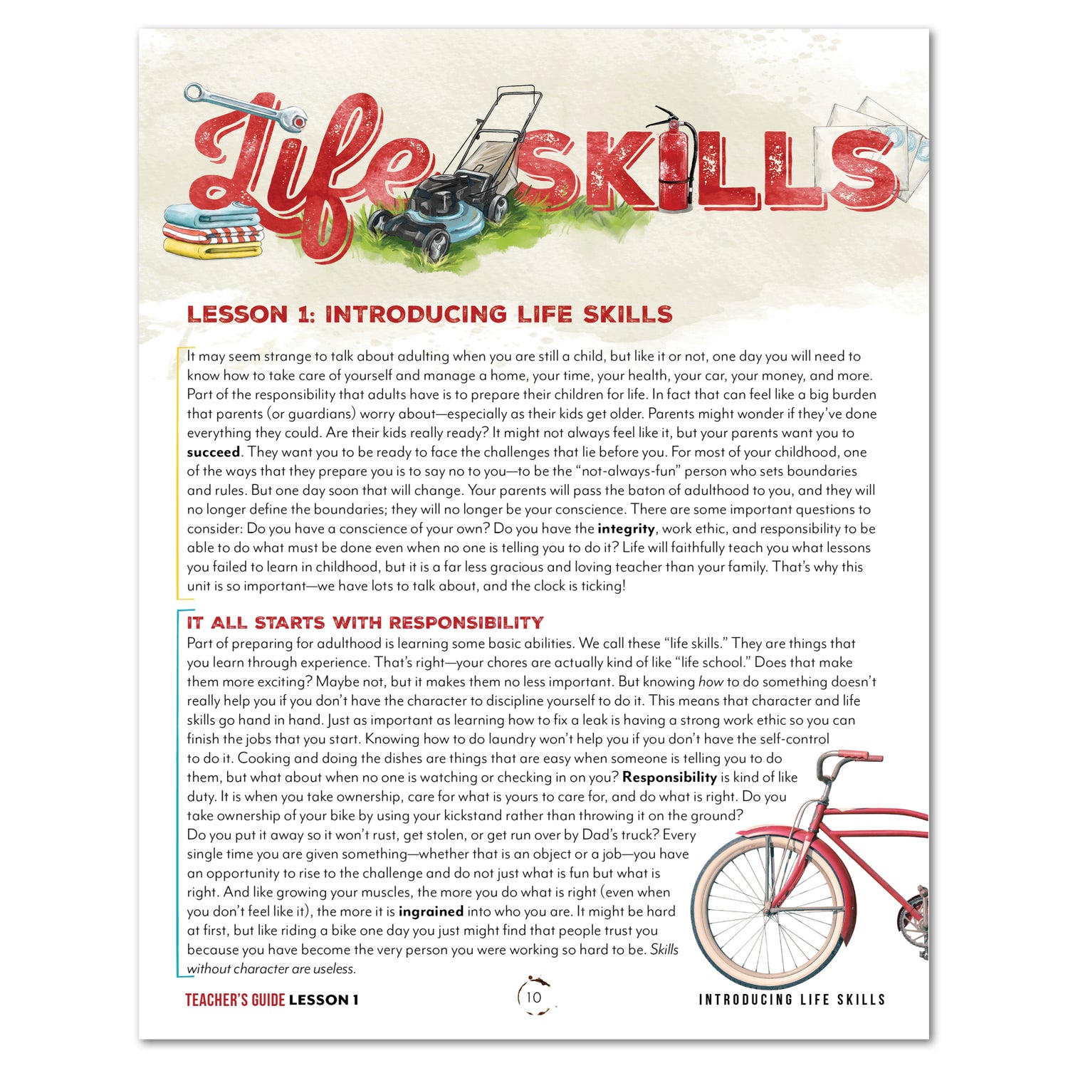 Life Skills homeschool unit study printed teacher guide lesson 1