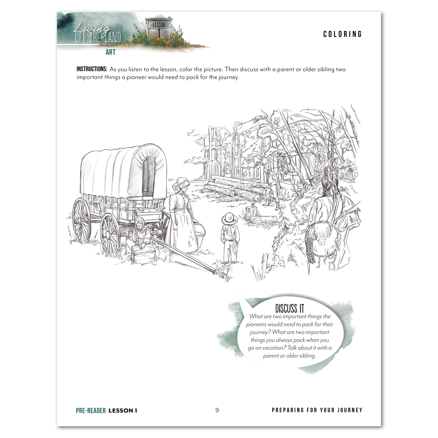 Living Off the Land homeschool unit study digital pre-reader student notebook and teacher's bundle lesson one