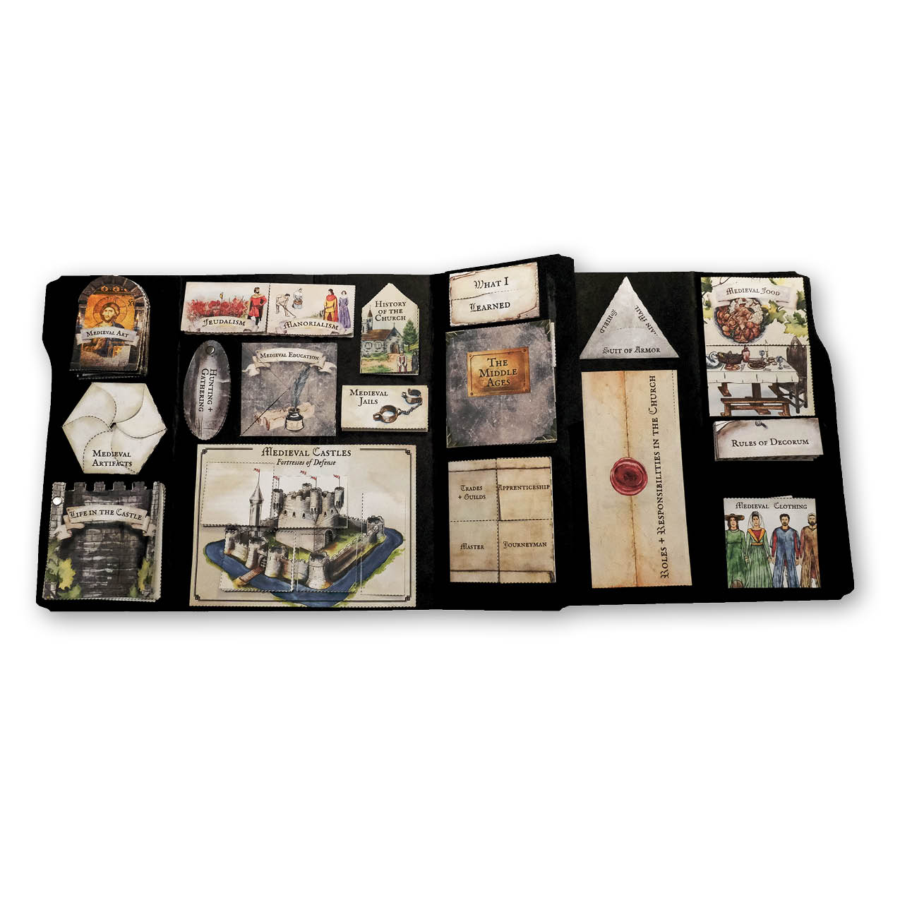 Middle Ages homeschool unit study printed student lapbook finished layout