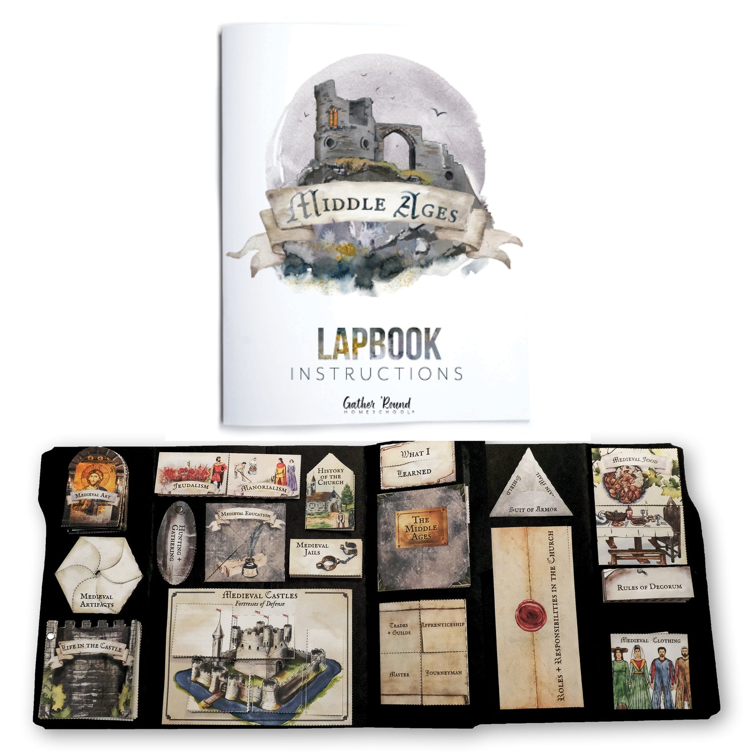 Middle Ages homeschool unit study printed student lapbook with instructions