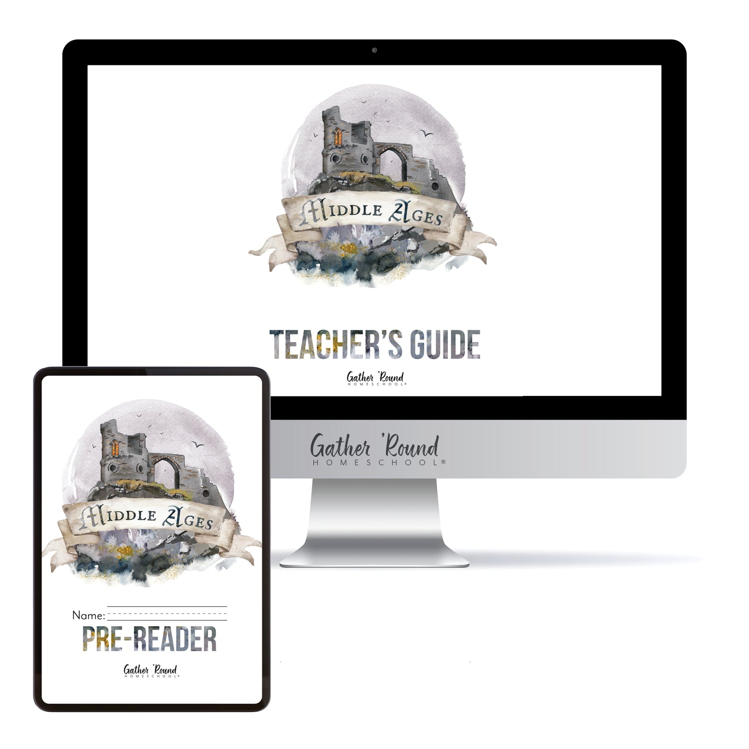 Middle Ages homeschool unit study digital student workbook in pre-reader with teacher's guide bundle