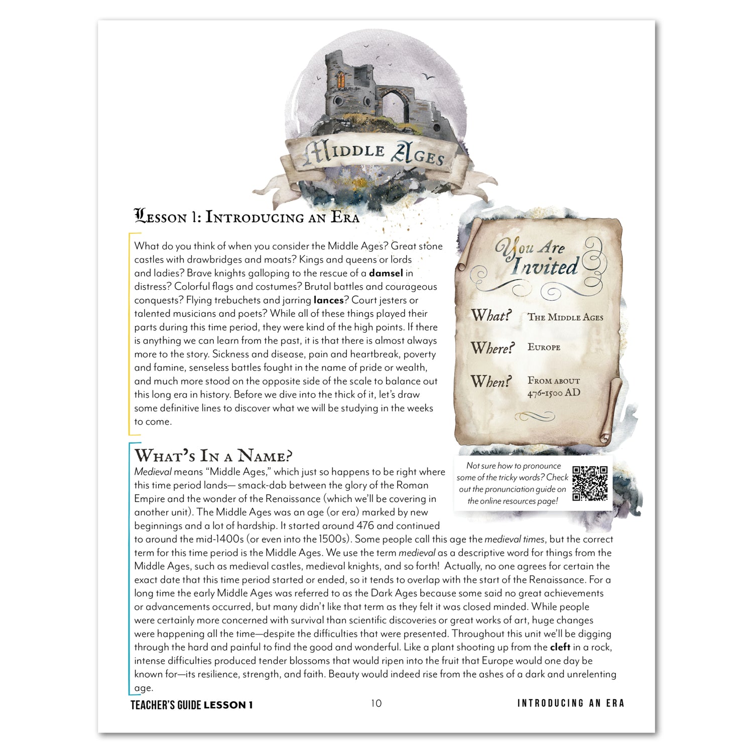 Middle Ages homeschool unit study digital teacher's guide lesson one part one