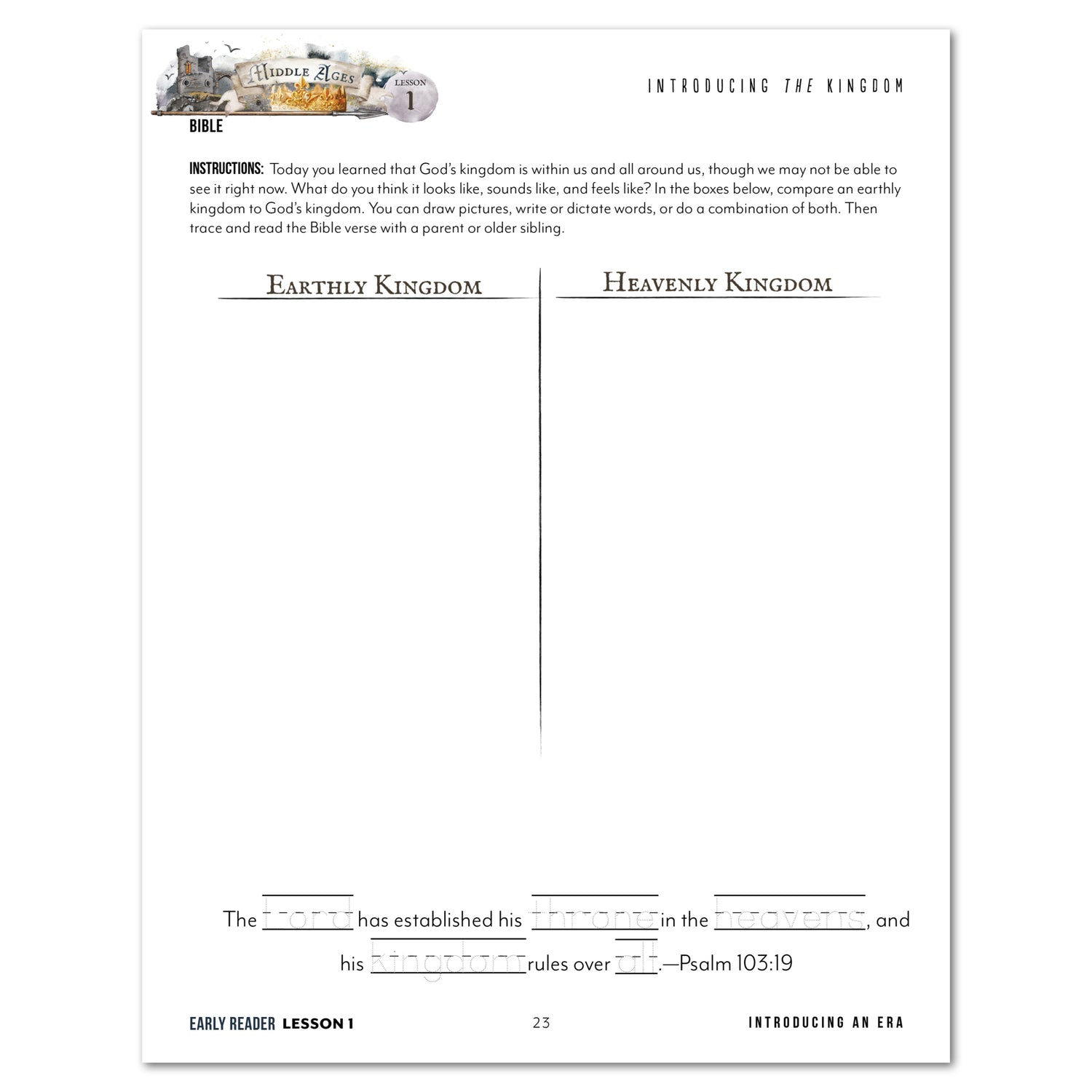 Middle Ages homeschool unit study digital student workbook in early reader with teacher's guide bundle lesson one