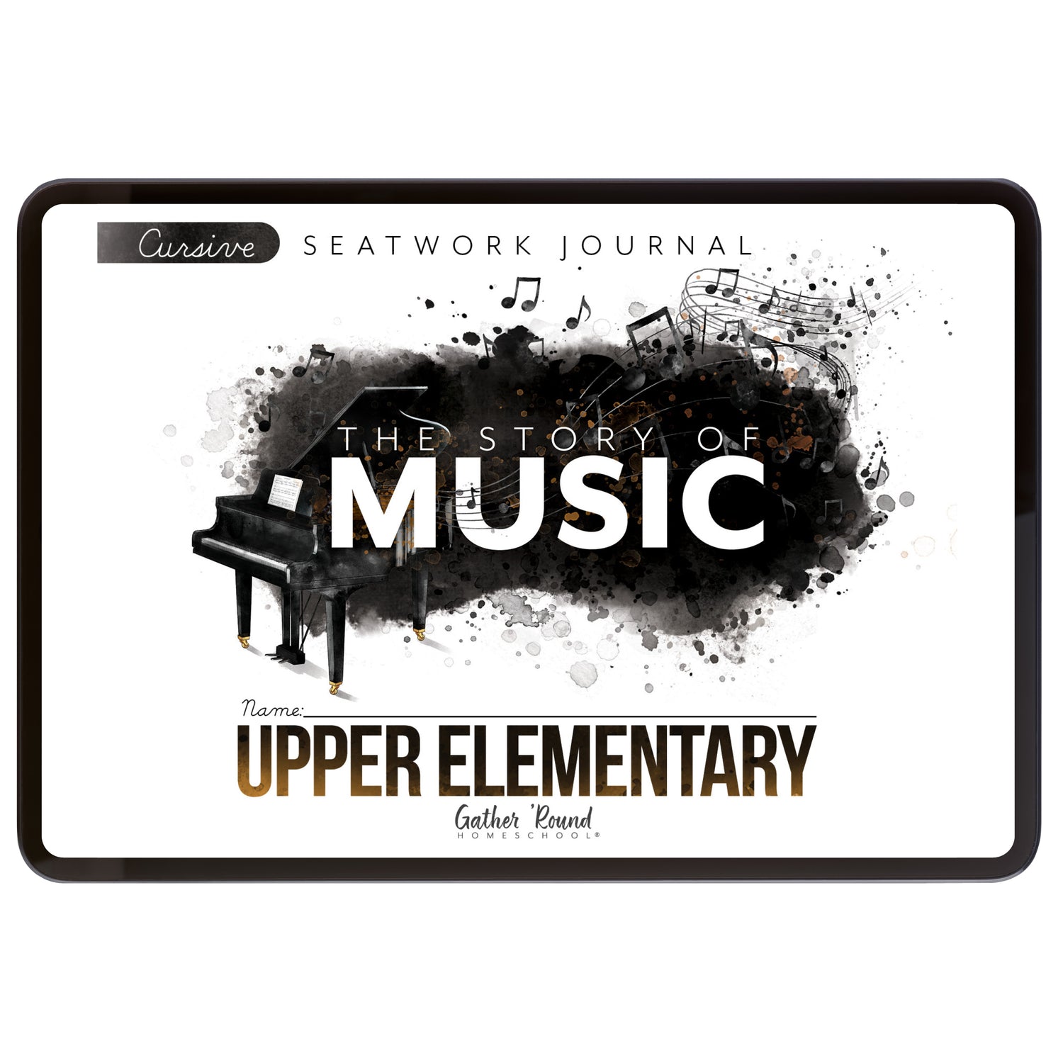 Music homeschool unit study digital student seatwork journal in cursive for upper elementary