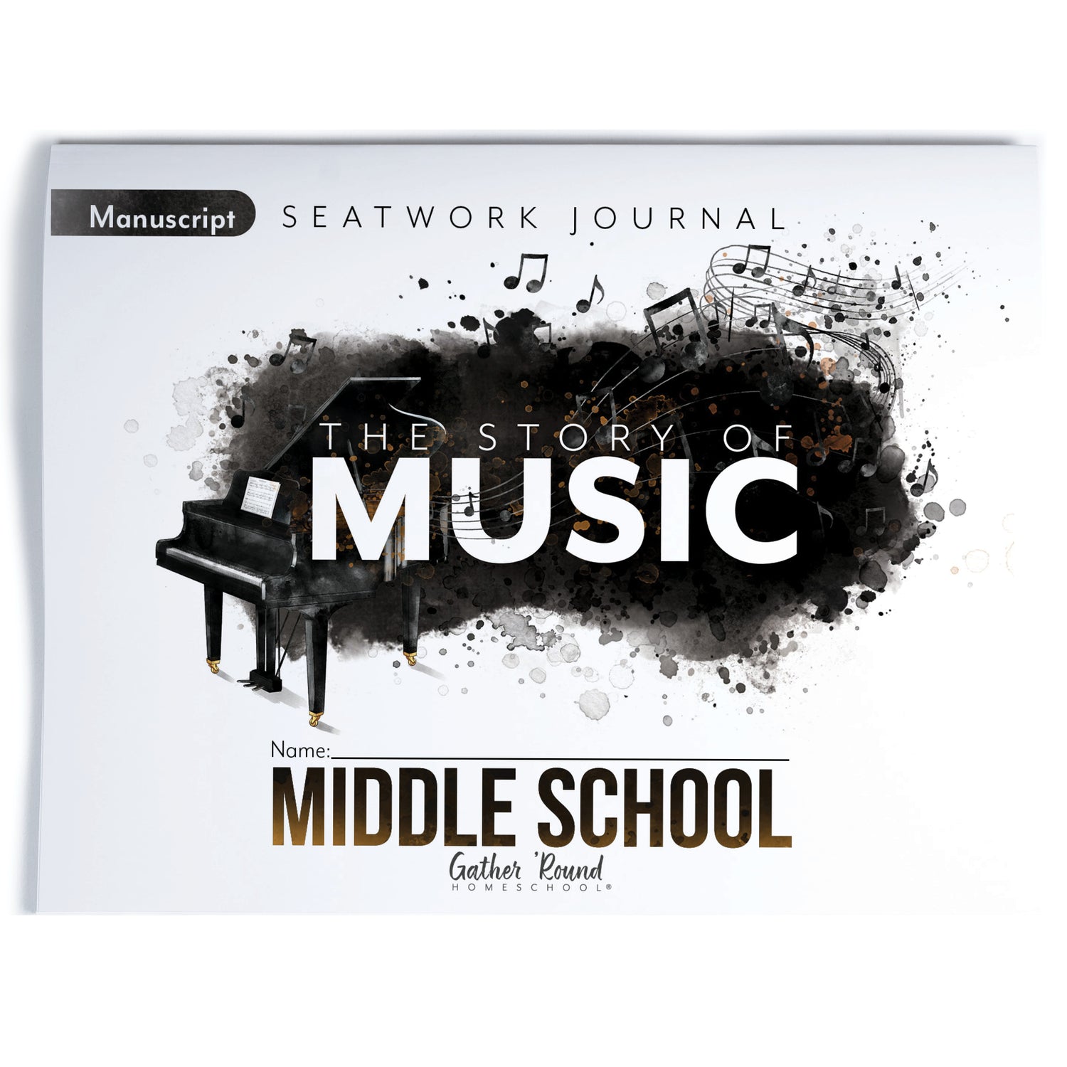 Music homeschool unit study print student seatwork journal in manuscript for middle school