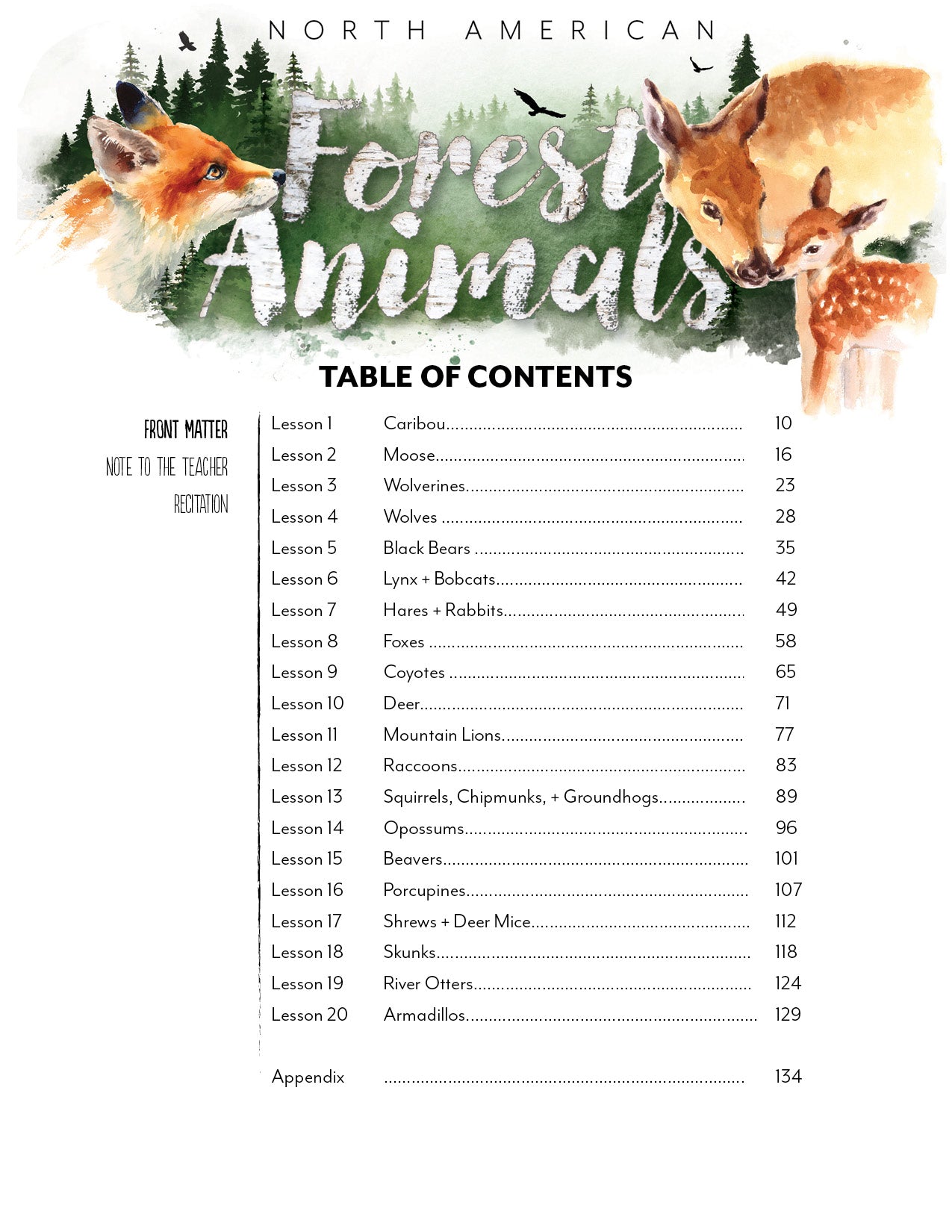 North American Forest Animals Unit (Printed Books)
