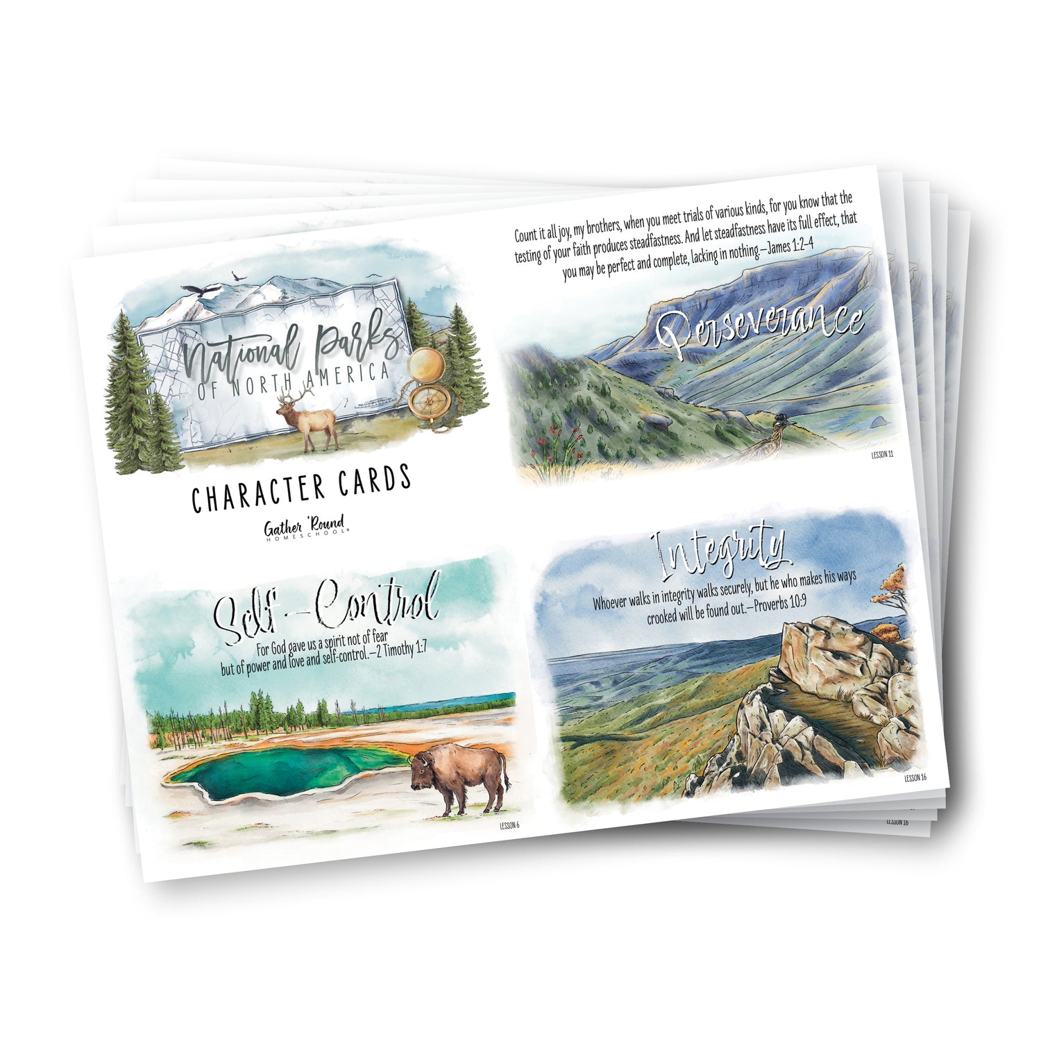 National Parks of North America Character Cards print on cardstock