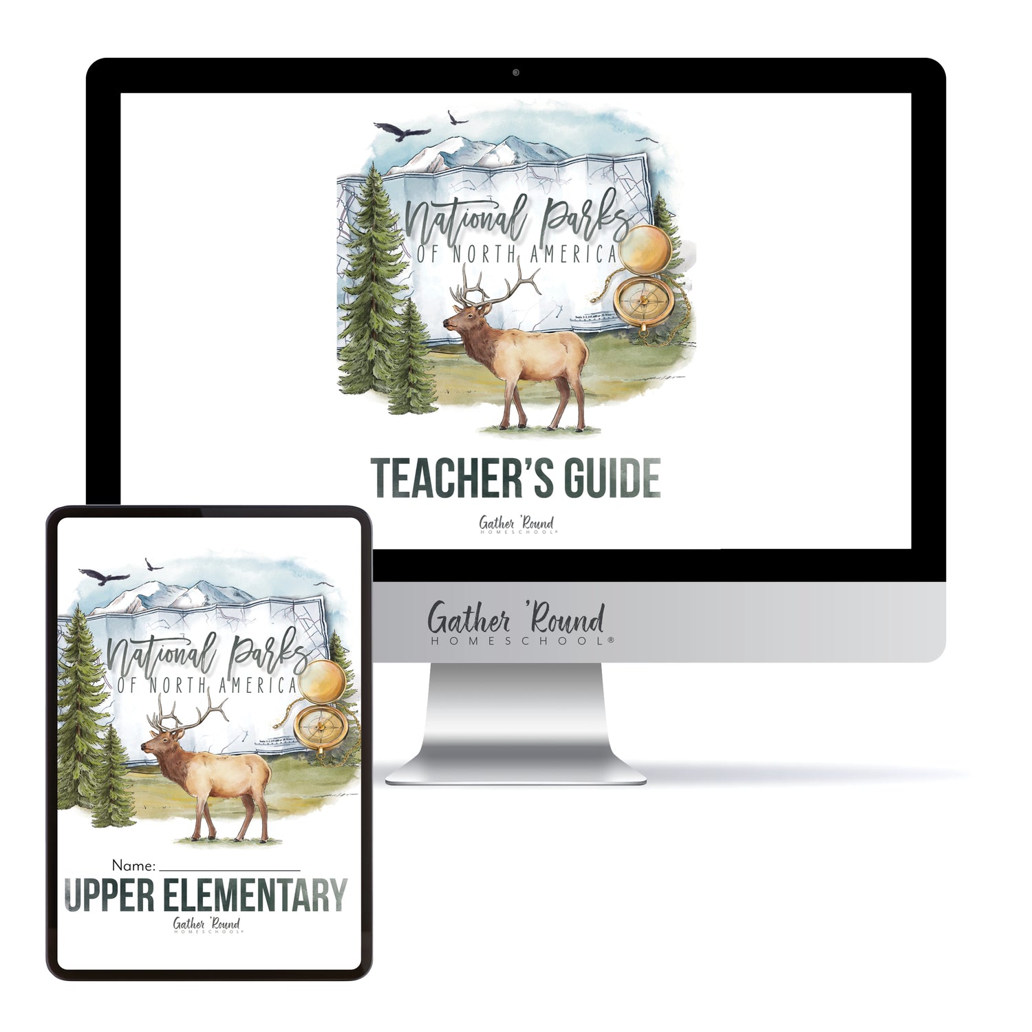 National Parks of North America homeschool unit study printed student workbook for upper elementary with Teacher's Guide