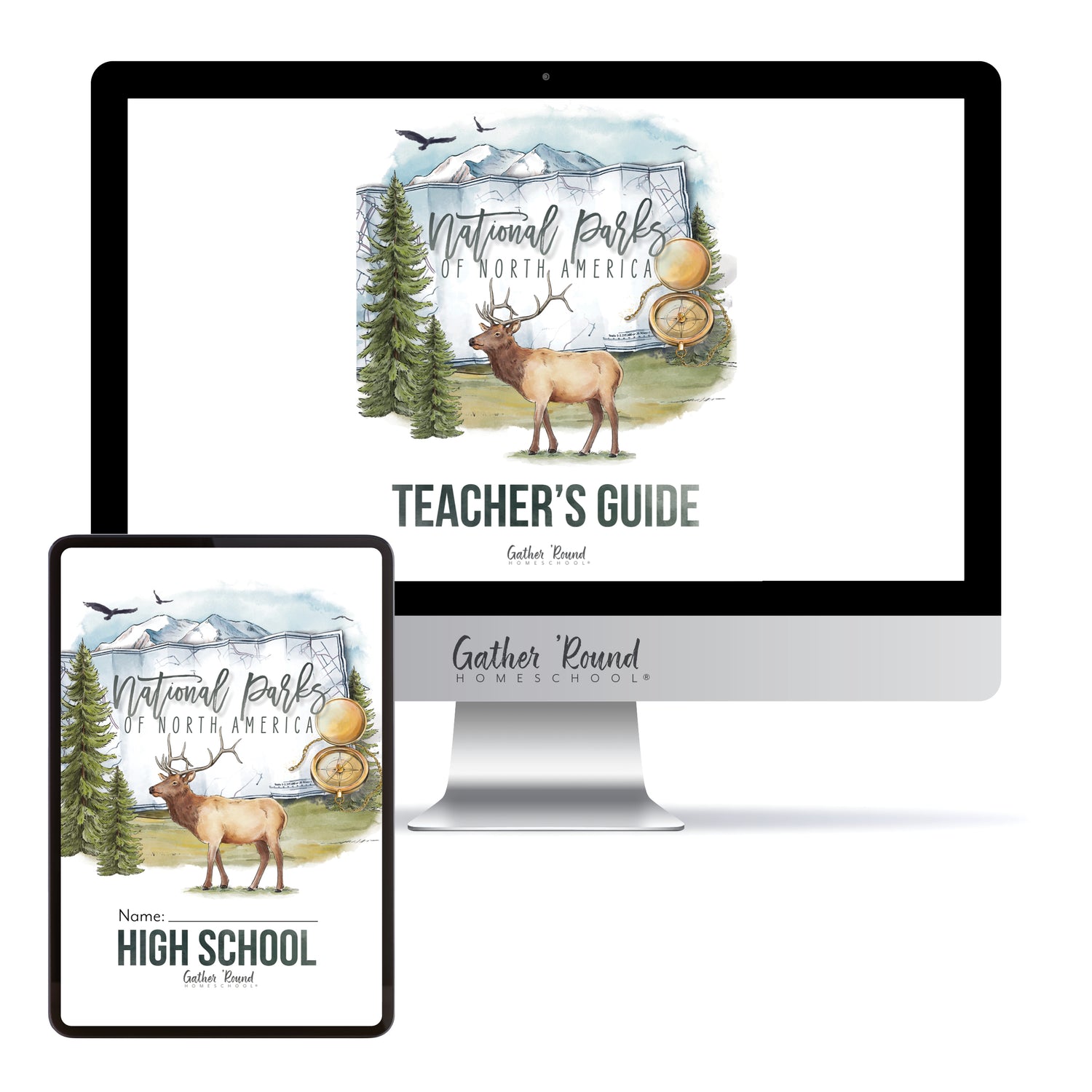 National Parks of North America homeschool unit study printed student workbook for high school with Teacher's Guide bundle