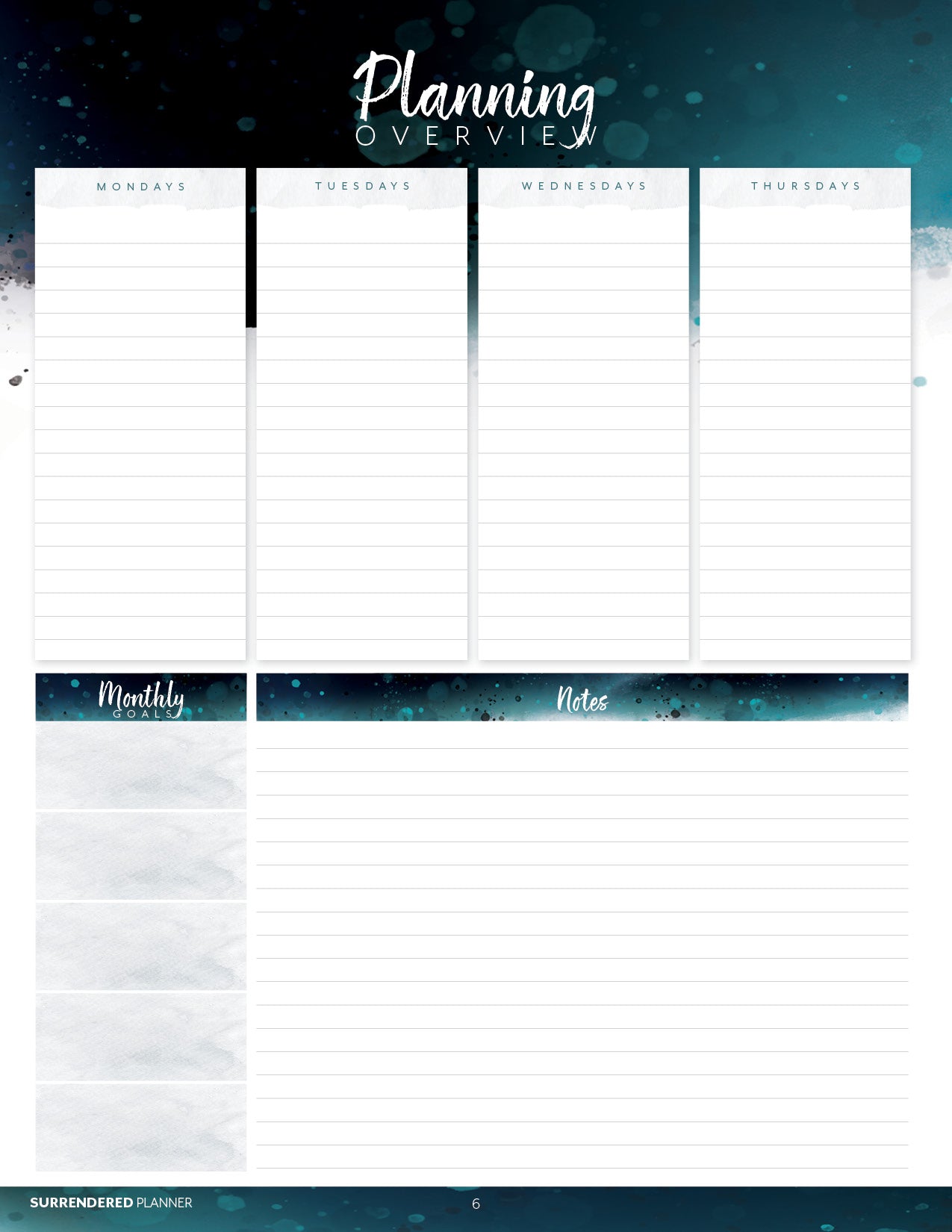 Surrendered 6 month Undated Planner (Printed)