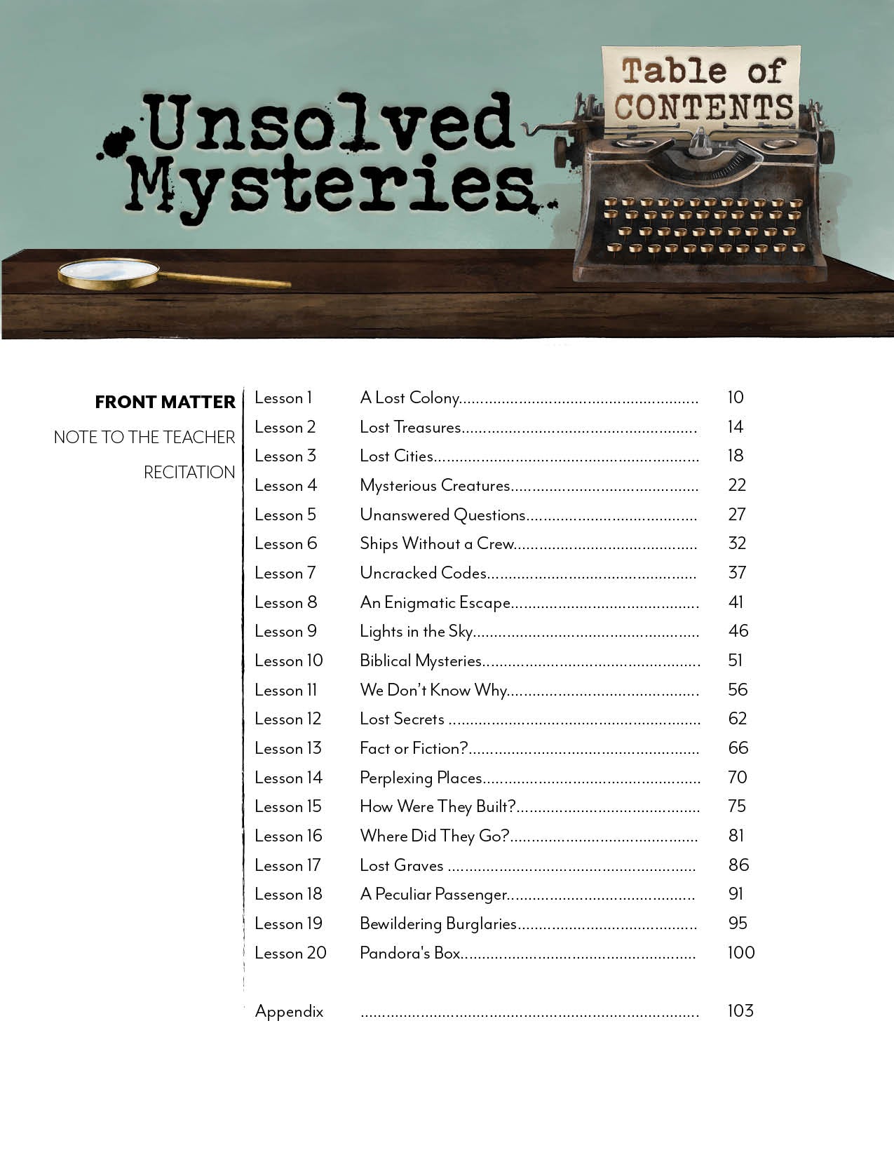 Unsolved Mysteries Unit (Printed Unit)