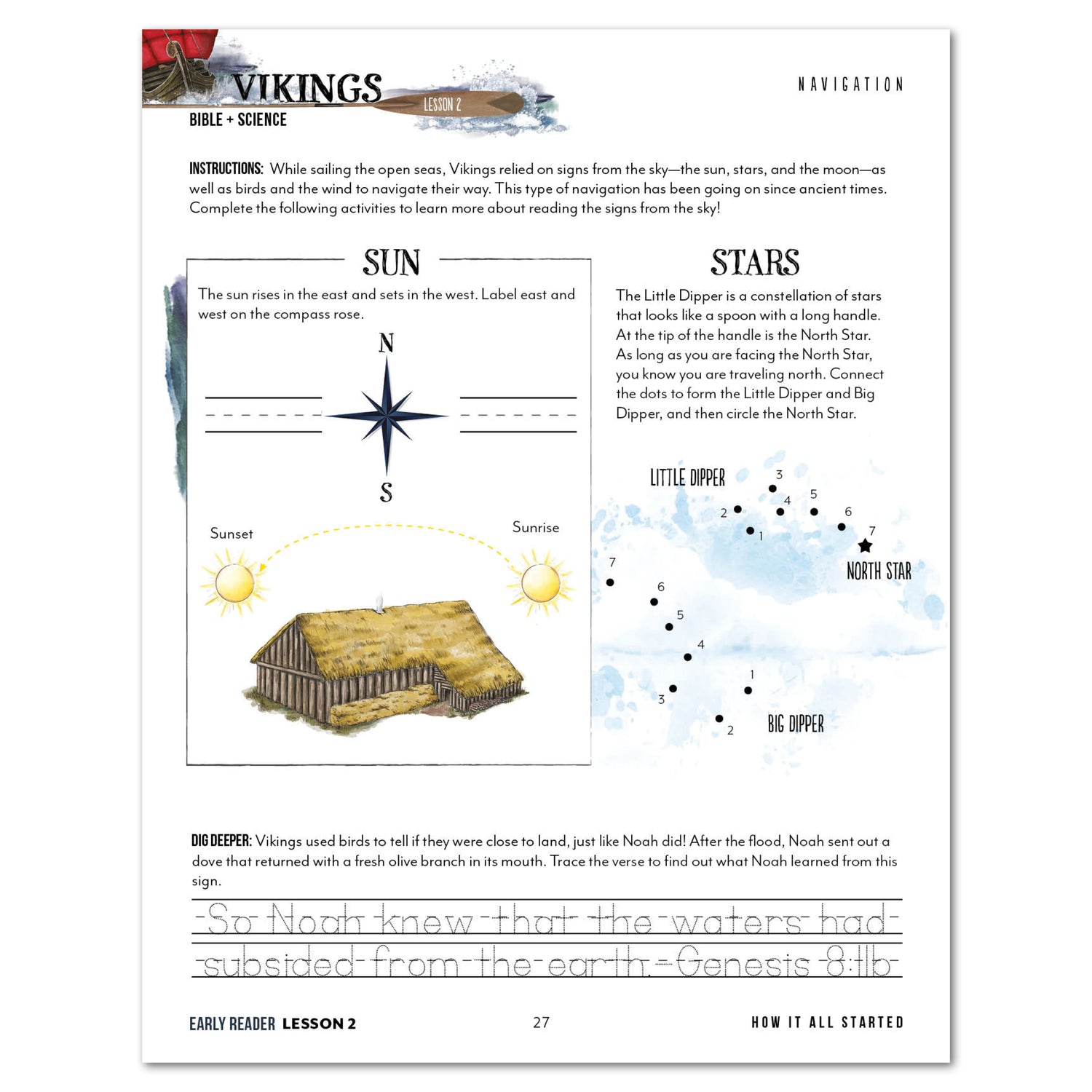 Vikings Homeschool Unit Study Printed Early Reader Student Book Lesson 2 Navigation