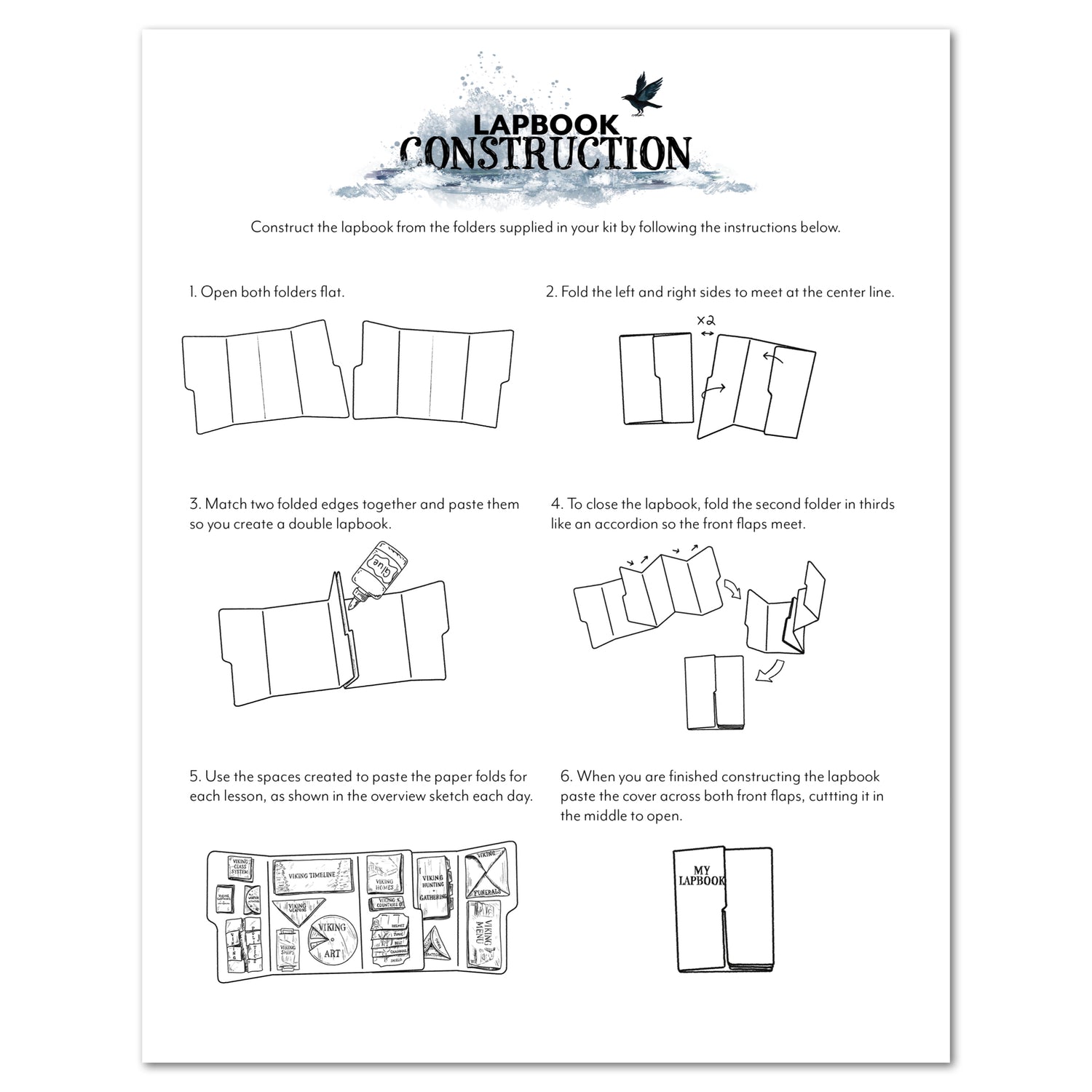 Vikings Homeschool Unit Study Printed Lapbook Construction how to set up the lapbook