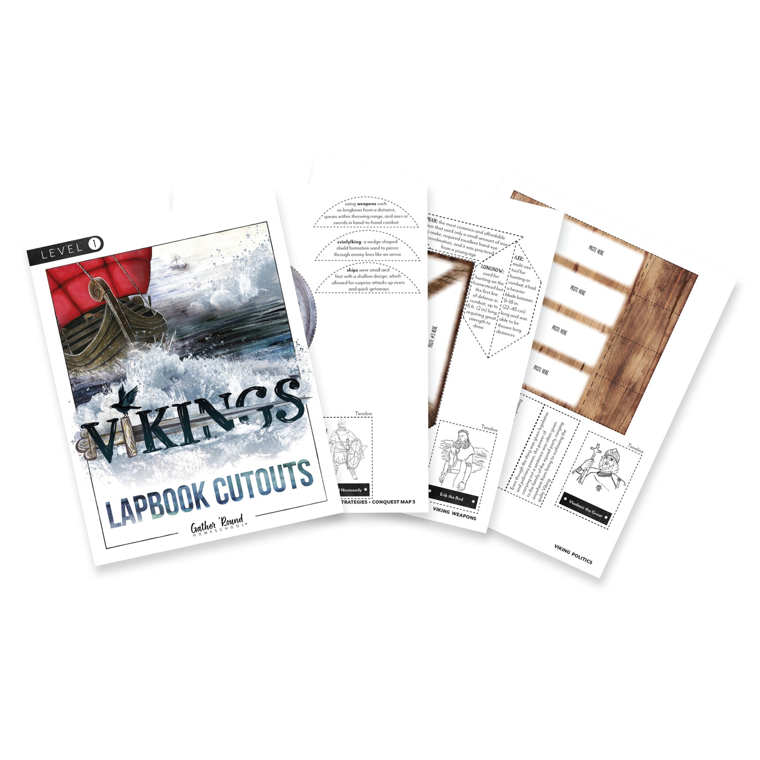 Vikings Homeschool Unit Study Printed/Digital Lapbook Level 1 Cutouts