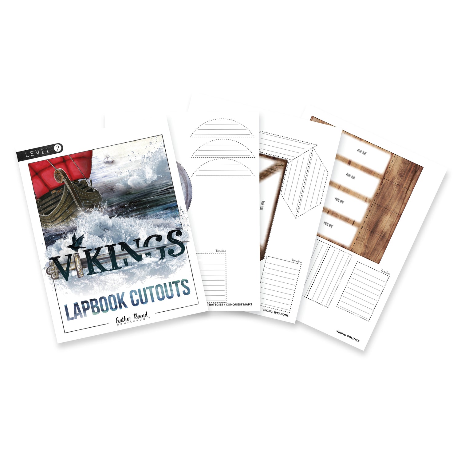 Vikings Homeschool Unit Study Printed/Digital Lapbook Level 2 Cutouts