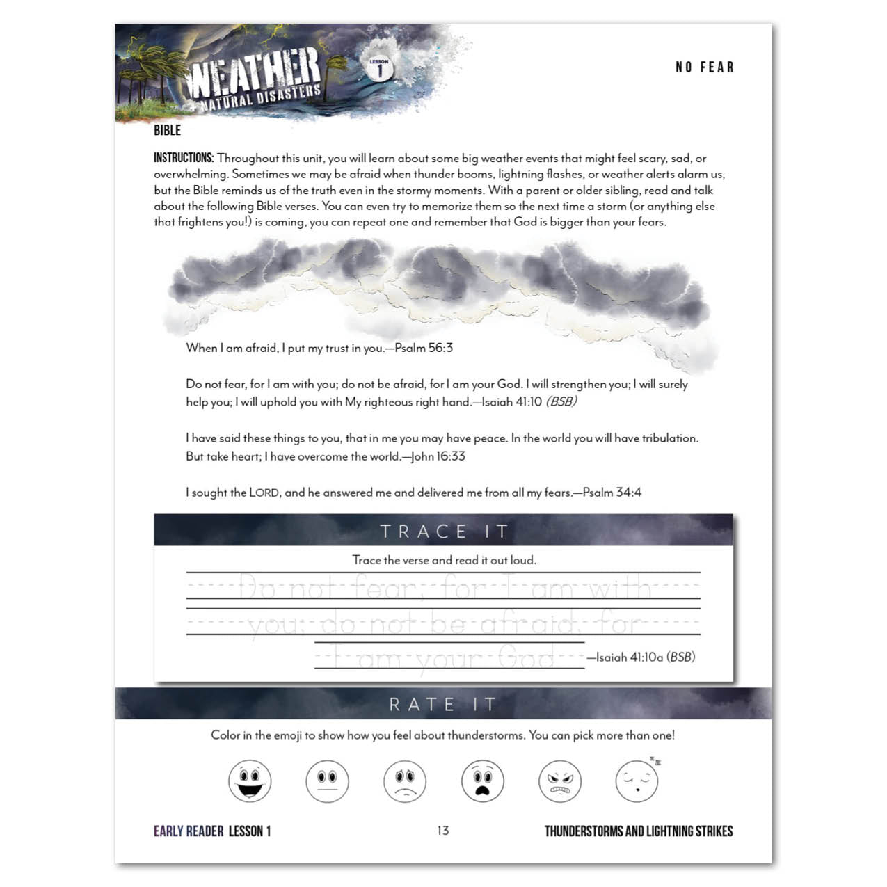 Weather + Natural Disasters Homeschool Unit Study Digital Early Reader Student Book Lesson 1 No Fear