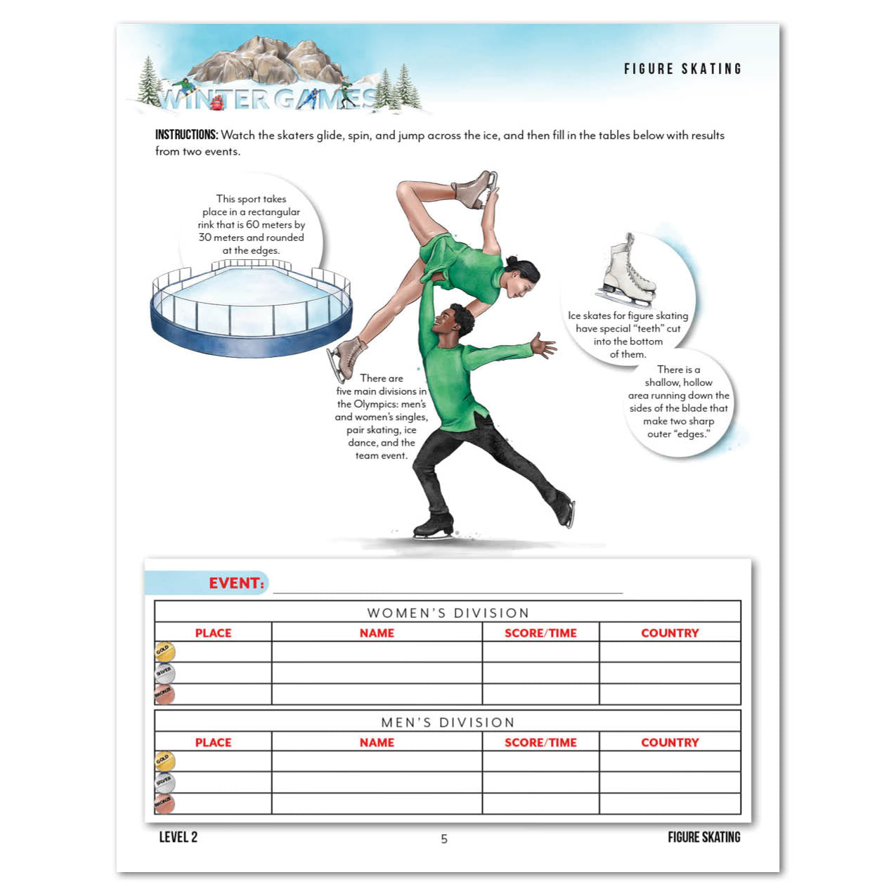 Winter Games Homeschool Unit Study Printed Level 2 Student Book Figure Skating