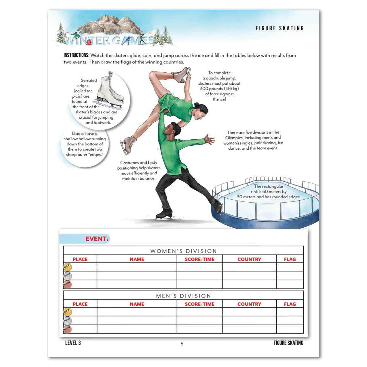 Winter Games Homeschool Unit Study Printed Level 3 Student Book Figure Skating