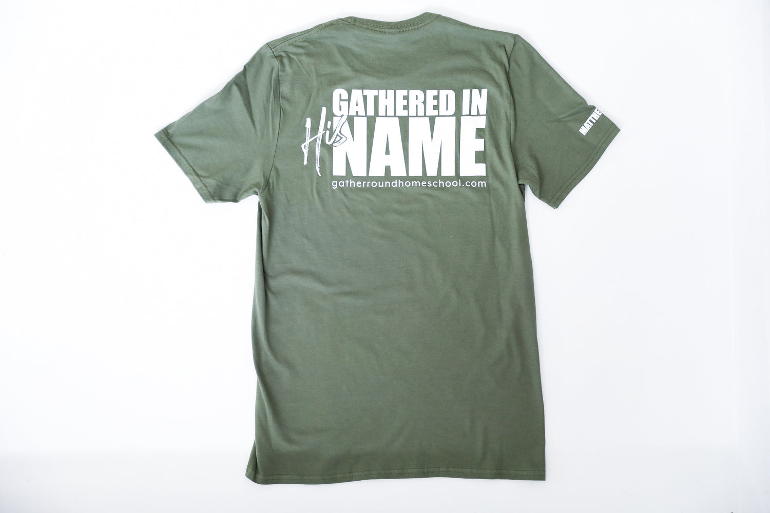 Adult Gathered In His Name T-shirt w/ verse (Soft Style)