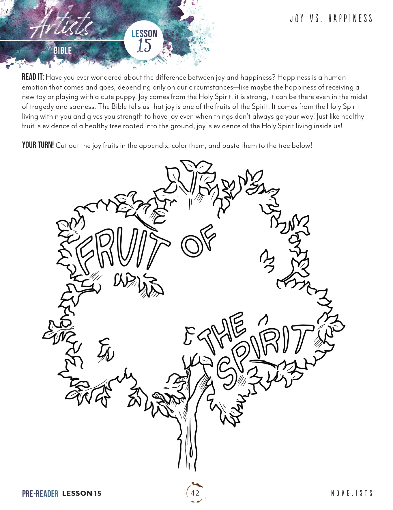 Artist Homeschool Unit Study Pre-Reader Student Book Lesson 15 Page