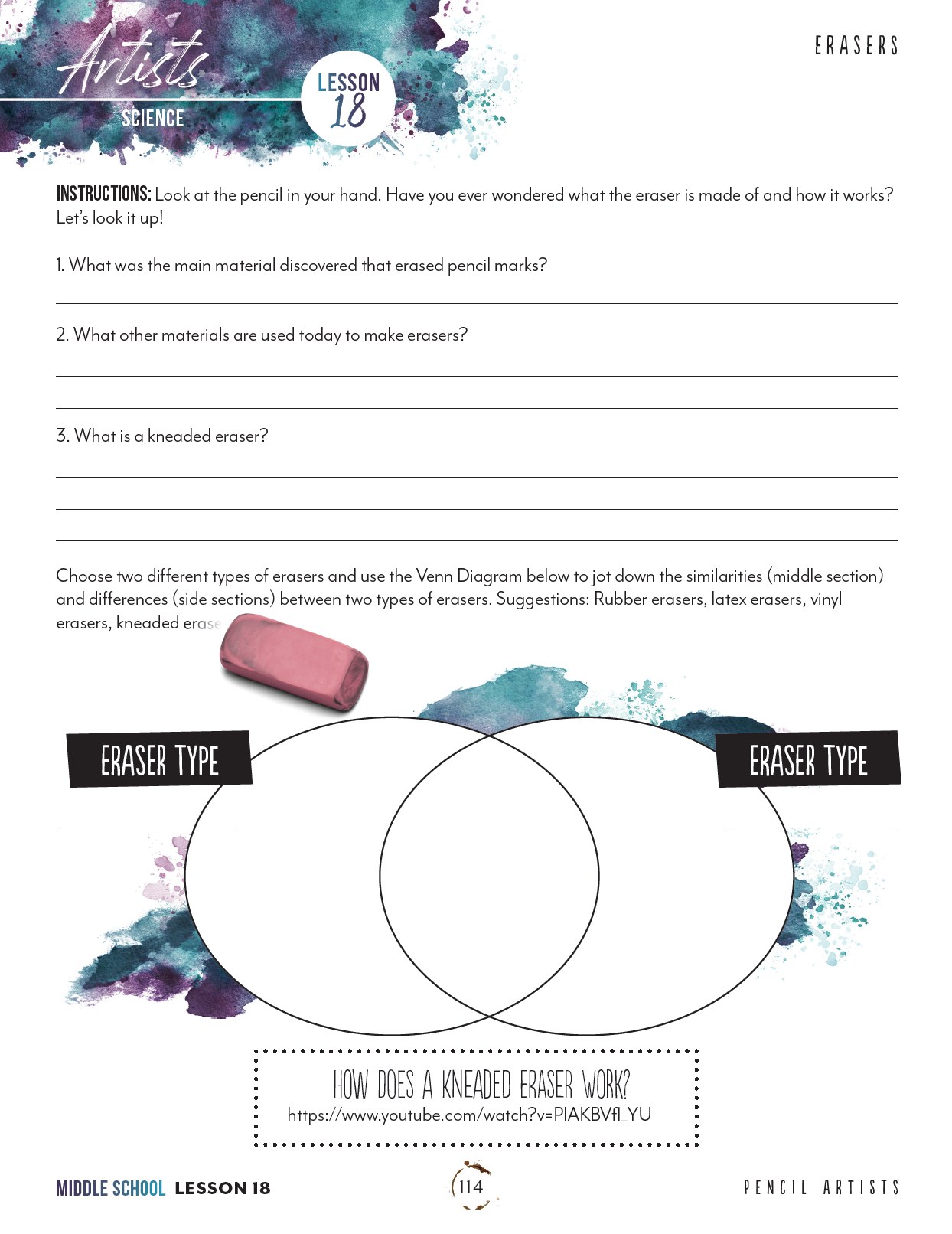 Artist Homeschool Unit Study Middle School Student Book Lesson 18 Page