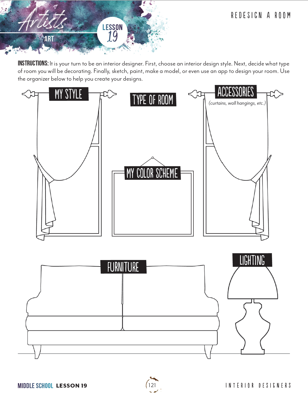 Artist Homeschool Unit Study Digital Middle School Student Book Lesson 19 Page
