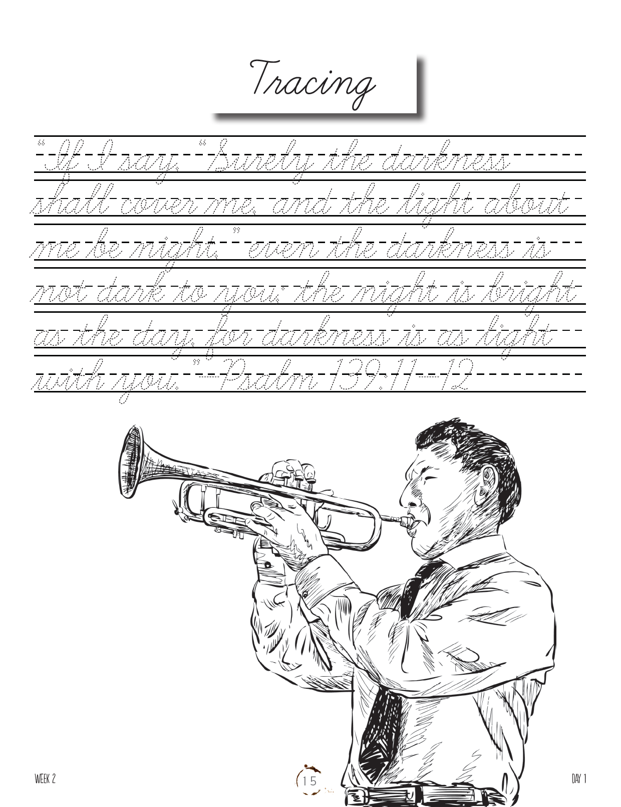 Artist Homeschool Unit Study Cursive Book Tracing Page