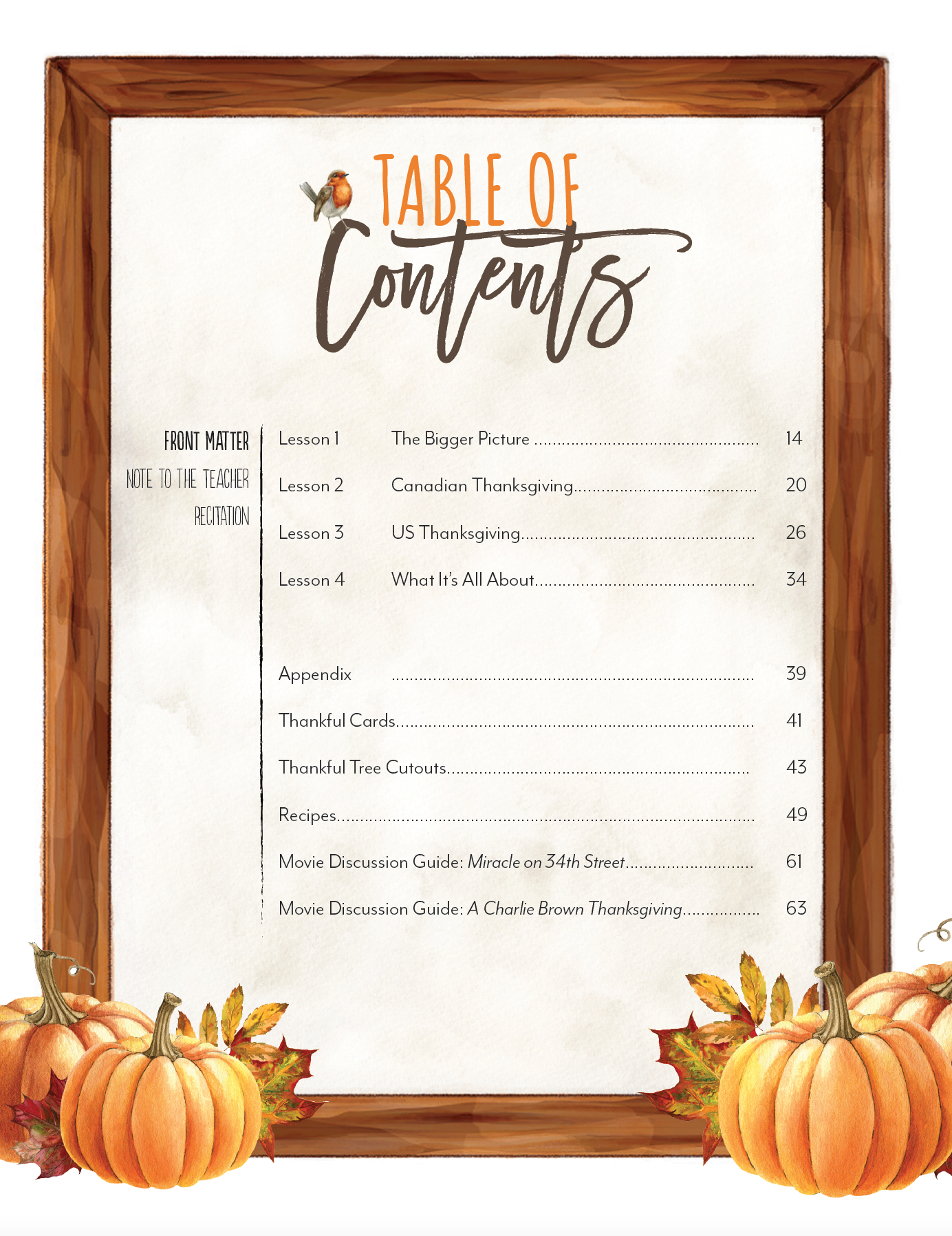 Thanksgiving Unit (Printed Books)