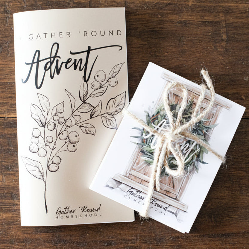 Advent calendar with natural elements on a wooden surface