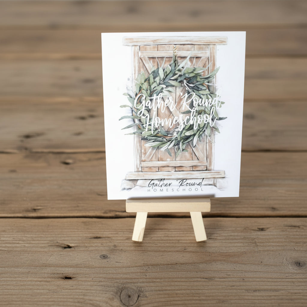 Advent calendar with natural elements on easel stand