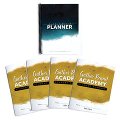 Gather 'Round Academy Surrendered Planner for homeschool and four Gather 'Round Academy sudent planner