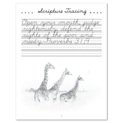Africa homeschool unit study Printed Cursive Student Book Scripture Tracing