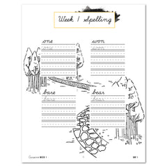 Careers + Trades Homeschool Unit Study Printed Cursive Book Week 1 Spelling