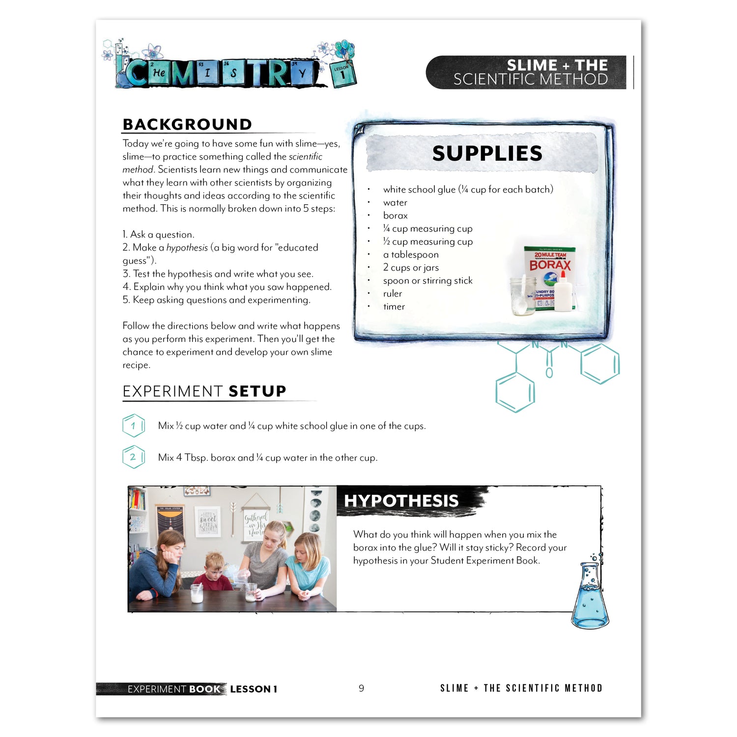 Chemistry Homeschool Unit Study Printed Experiment Book Lesson 1 Slime and the Scientific Method Part 1