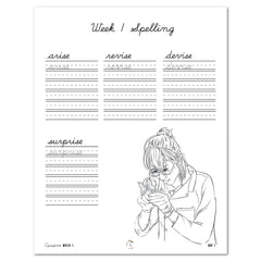 Creepy Crawlies Homeschool Unit Study Printed Cursive Student Book Week 1 Spelling