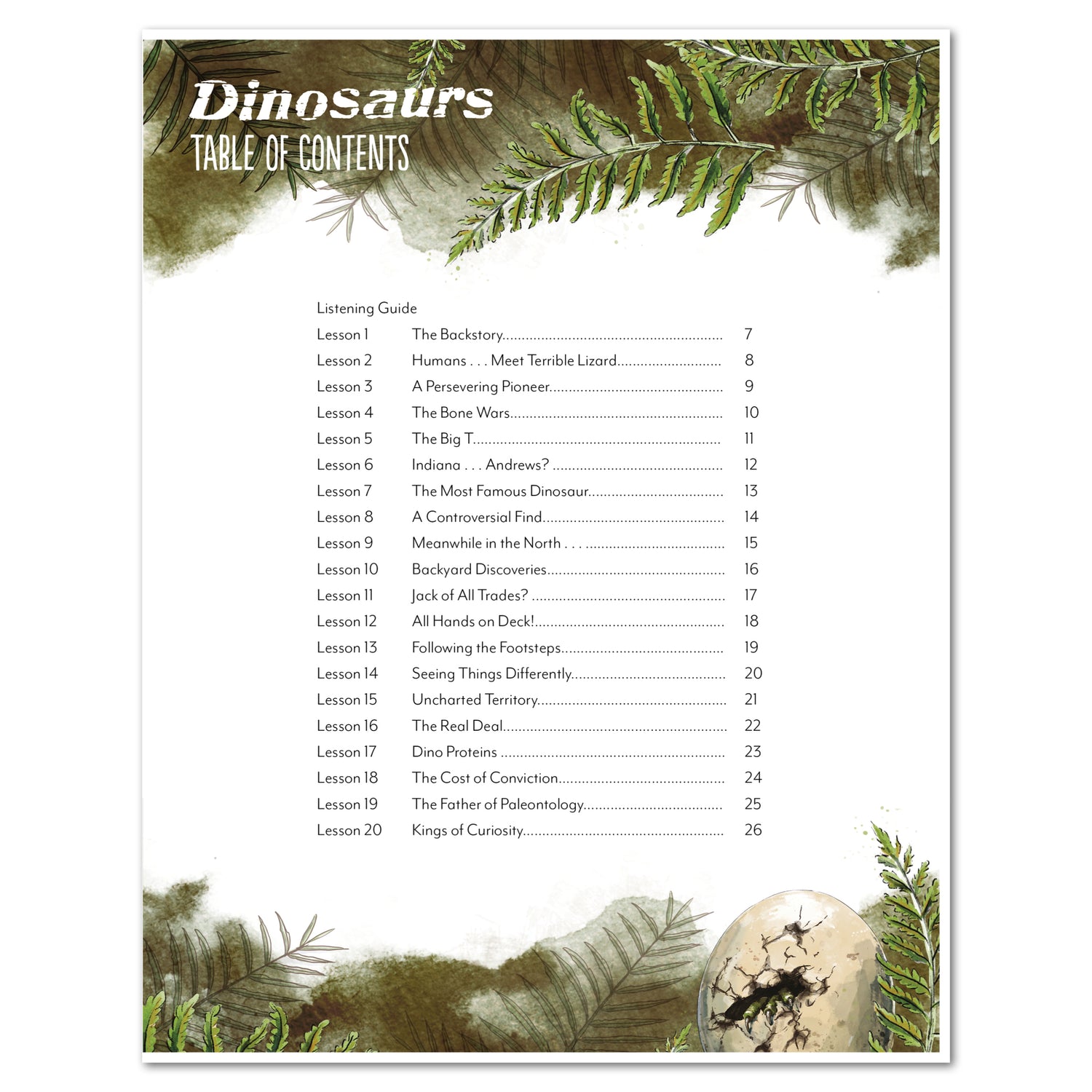 Dinosaurs Homeschool Unit Study Digital Companion Coloring Book and Dinosaurs MP3 Podcast/Radio Show Bundle Table of Contents