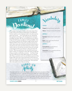 Alaska Fifty States Homeschool Unit Study Digital Teacher's Guide Sample Page (page 11)