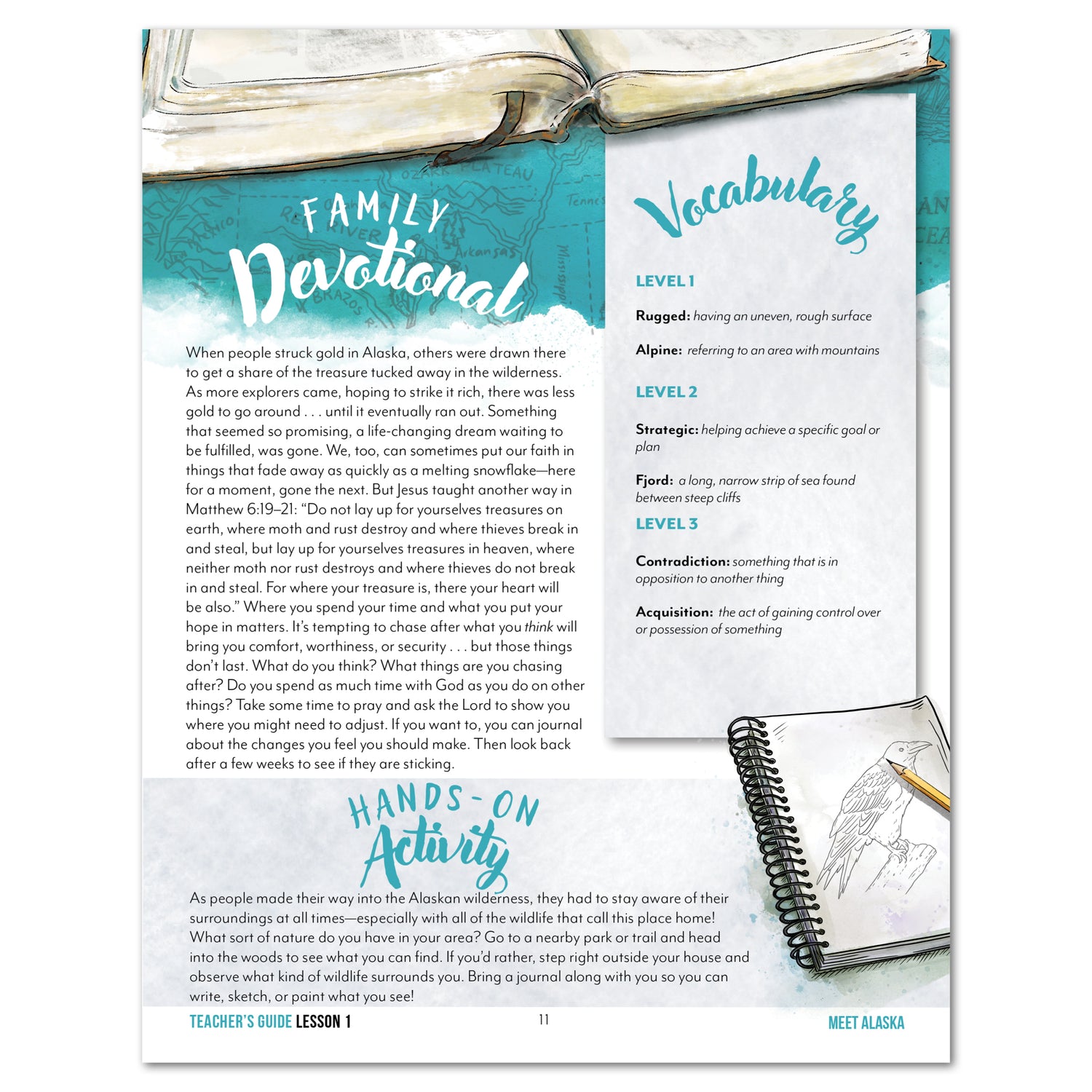 Alaska Fifty States Homeschool Unit Study Printed Teacher's Guide Lesson One Part Two