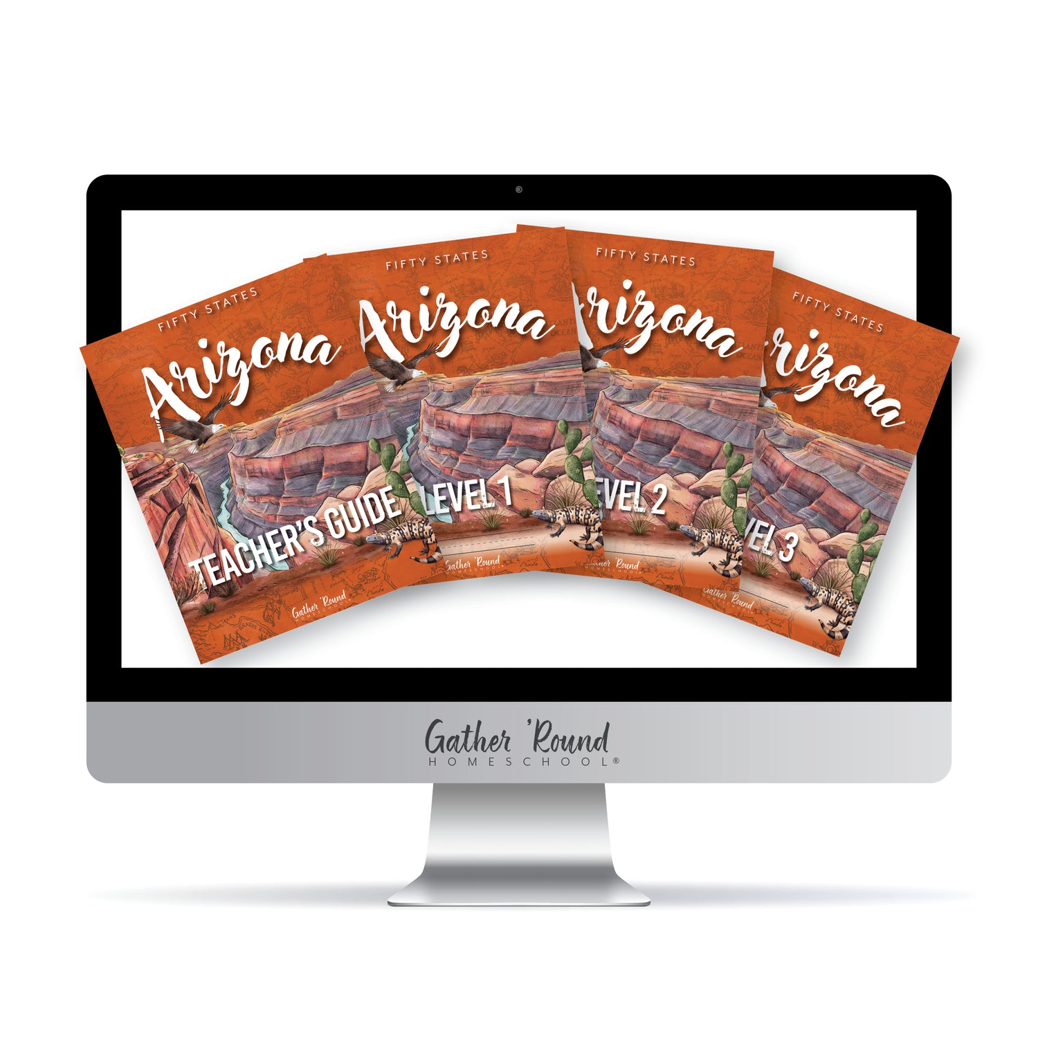 Arizona Fifty States Digital Homeschool Unit Study Complete Bundle Teacher's Guide, Level 1, Level 2, Level 3