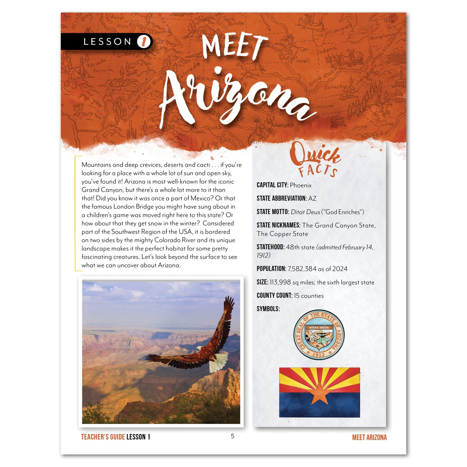 Arizona Fifty States Homeschool Unit Study Digital Teacher's Guide Lesson 1 Part 1