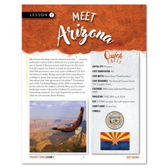 Arizona Fifty States Homeschool Unit Study Printed Teacher's Guide Lesson 1 Part 1