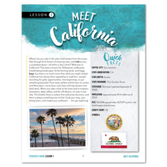 California Fifty States Homeschool Unit Study Digital Teacher's Guide Lesson 1 Part 1